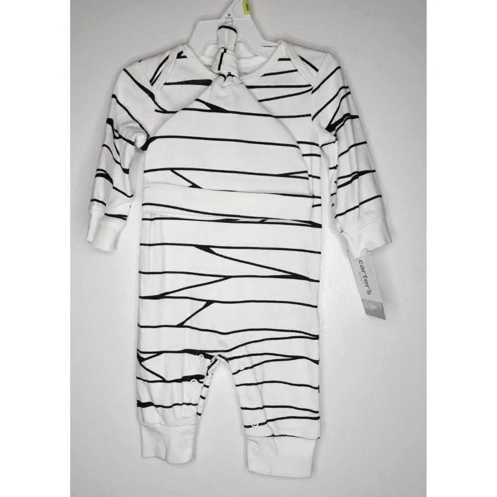 CARTER’s MUMMY TODDLER HALLOWEEN ONE PIECE OUTFIT WITH HAT 3 or 6 Months New - Picture 4 of 8